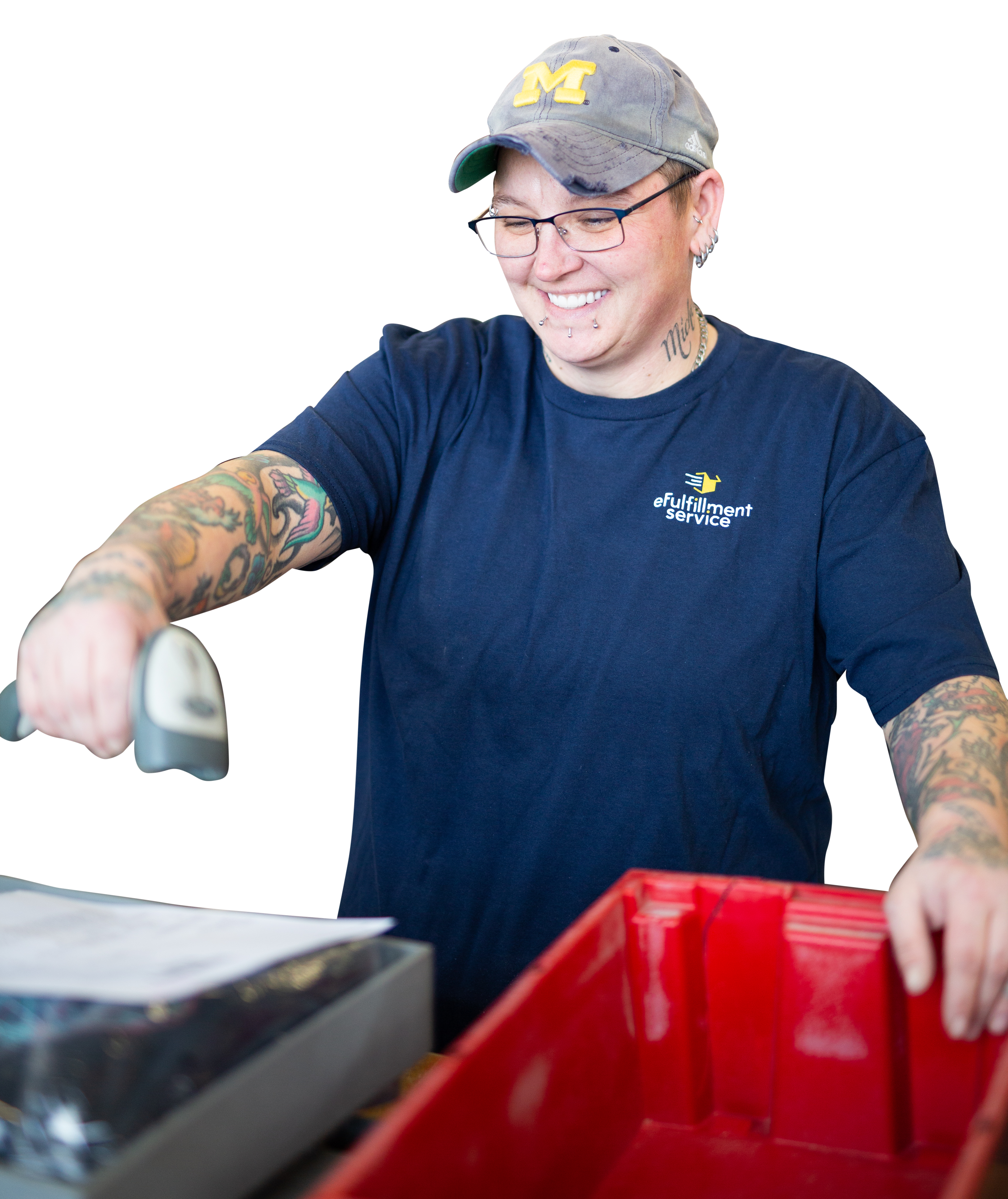 lite prepcenter Employee Smiling And Scanning