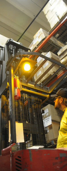 lite prepcenter warehouse showing a forklift in the pallet stacks