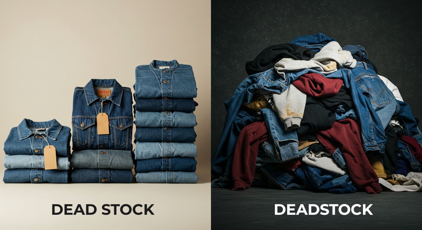 Image of dead stock vs. deadstock clothing