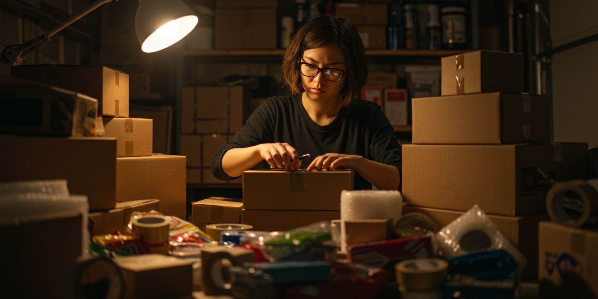 Warehouse worker picking items for e-commerce orders.