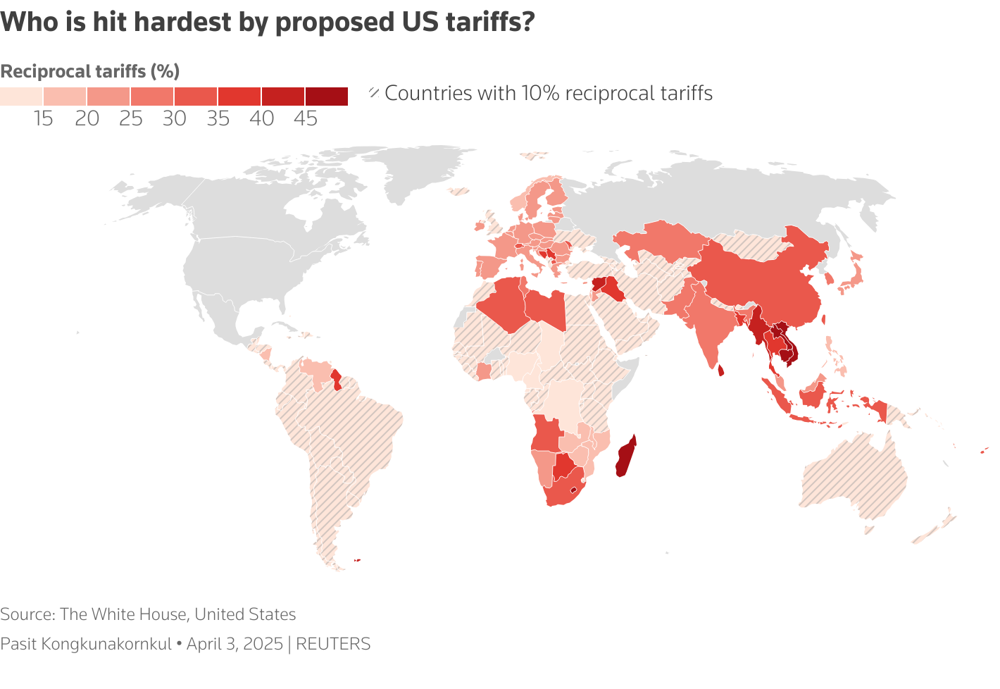 Note: This graphic now reflects figures from the Annex of the executive order, correcting discrepancies found in earlier White House communications.<br />
Source: The White House, United States
